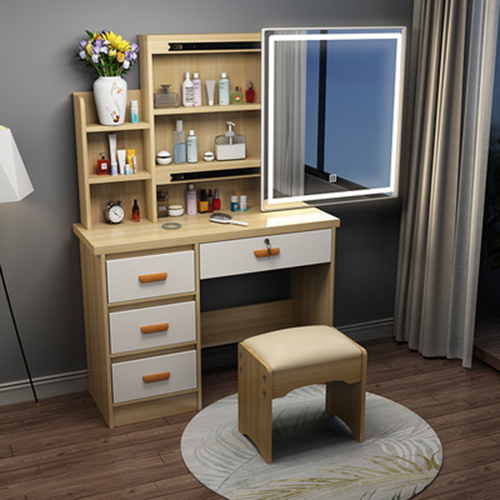 Chair table makeup with mirror, LED lights-modern vanity table, table sets makeup enclosed led high-grade