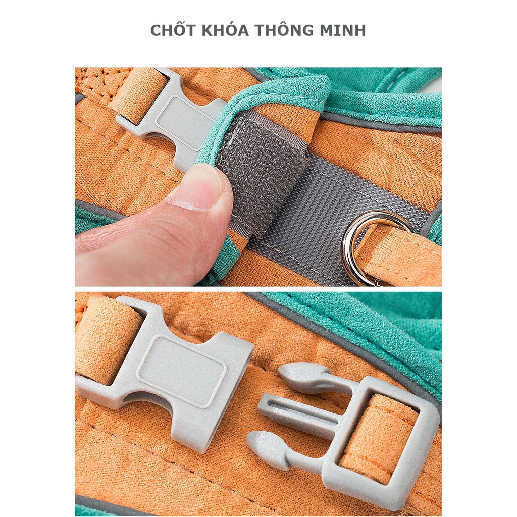 Dây dắt chó mèo kèm yếm chống đột quỵ