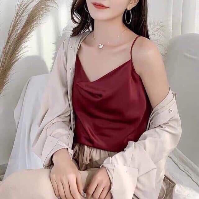 ÁO HAI DÂY CỔ ĐỔ -ÁO HAI DÂY PHI LỤA