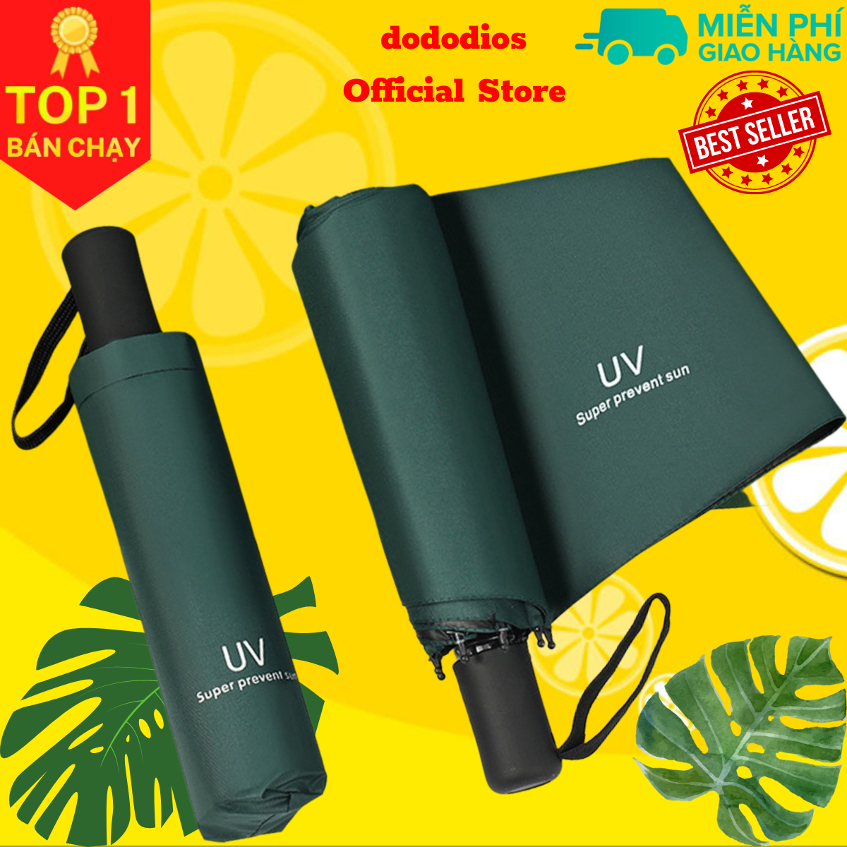 Ô dù uv đi mưa, che nắng, ô gấp gọn chống tia uv, ô dù chống tia uv 2 lớp gấp gọn - chính hãng dododios
