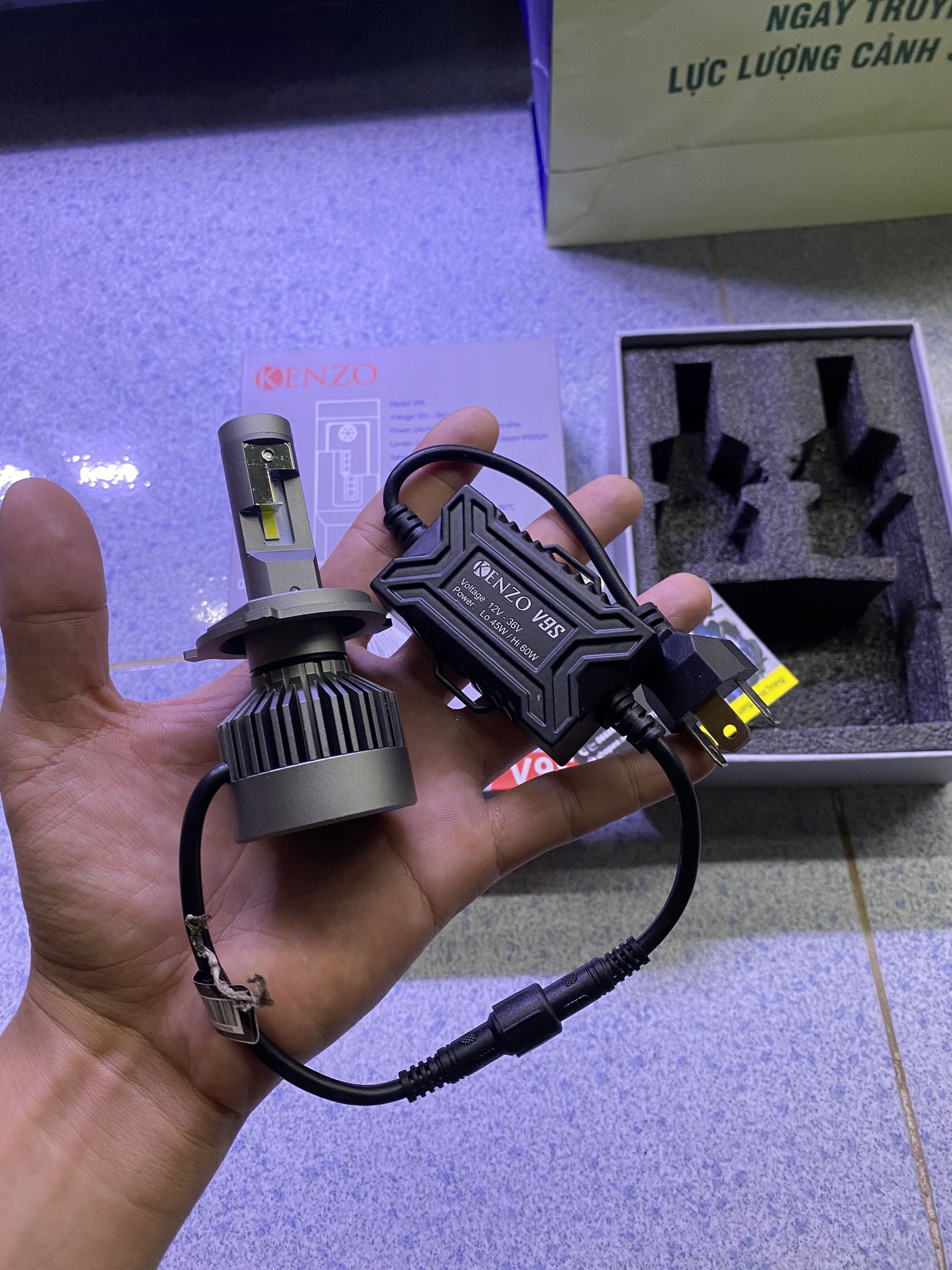 Đèn Pha Led chân H4 Kenzo V9s Siêu Sáng