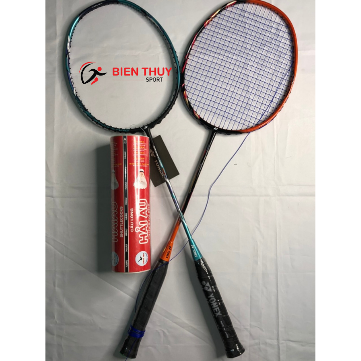 Combo 2 cây vợt cầu lông cao cấp đan máy căng vợt 9kg + 1 hộp cầu hải âu