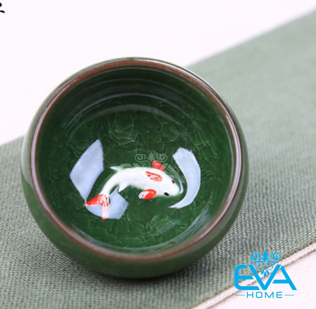 Bộ ấm chén trà ngọc cá 3D