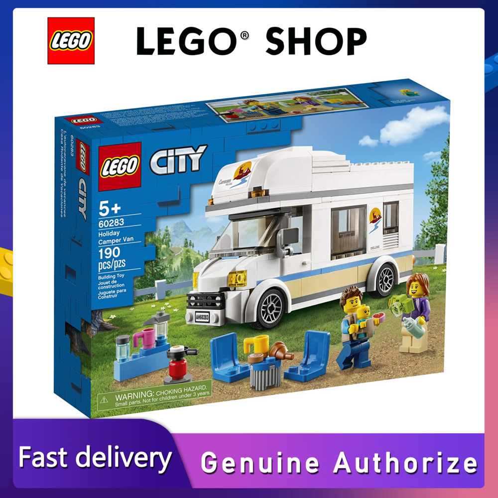 【Hàng chính hãng】 LEGO Bộ xây dựng Lego City Holiday Camper Van 60283; đồ chơi kỳ nghỉ thú vị cho trẻ em; mới 2021 (190 miếng) đảm bảo chính hãng Từ Đan Mạch