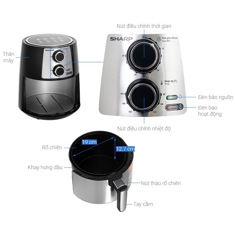 Nồi chiên không dầu Sharp KF-AF42MV-ST 4.2 lít