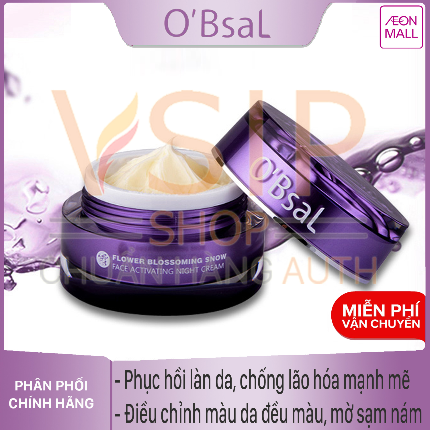 Kem dưỡng ban đêm O'Bsal Flower Blossoming Snow Face Activating Night Cream 20ml ( OBSAL )