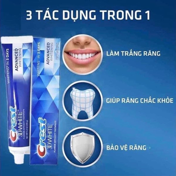 Kem đánh răng Crest 3D White 147g mẫu mới