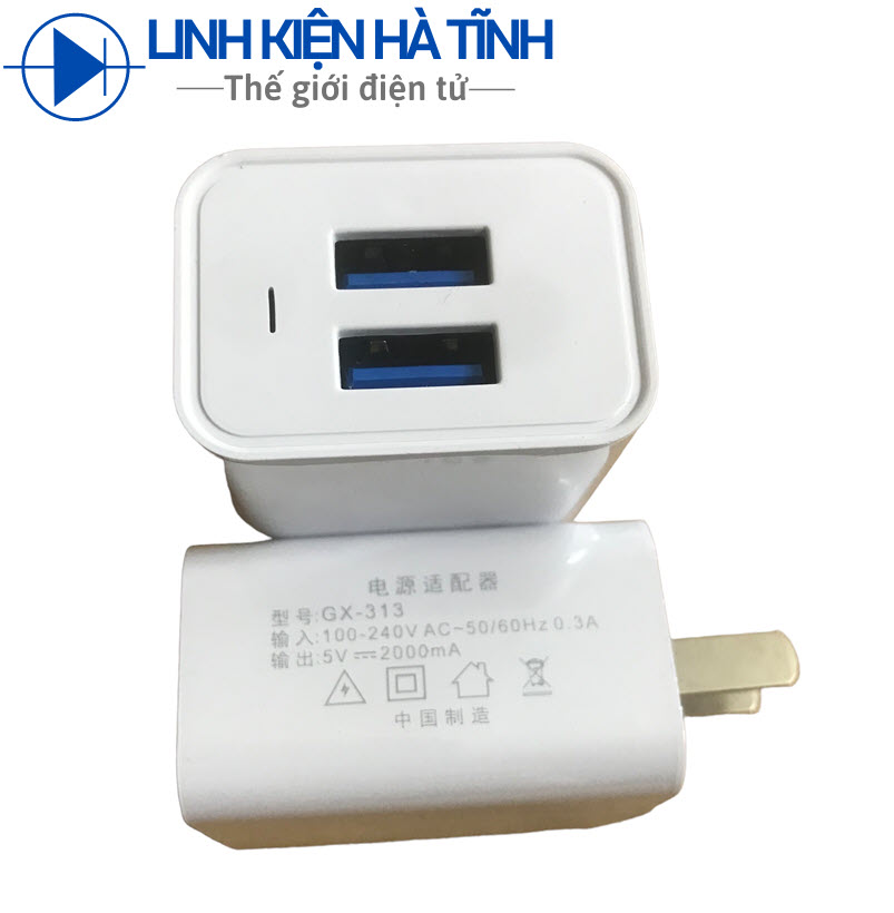 Củ sạc 5v 2a cốc sạc điện thoại 5v2a 2 đầu usb