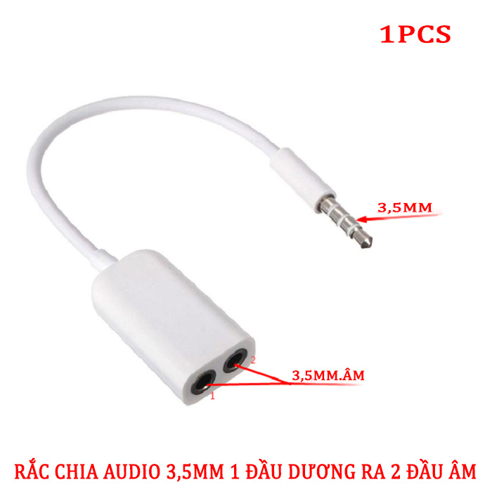 Cáp chia 2 cổng tai nghe 3.5mm từ 1 ra 2