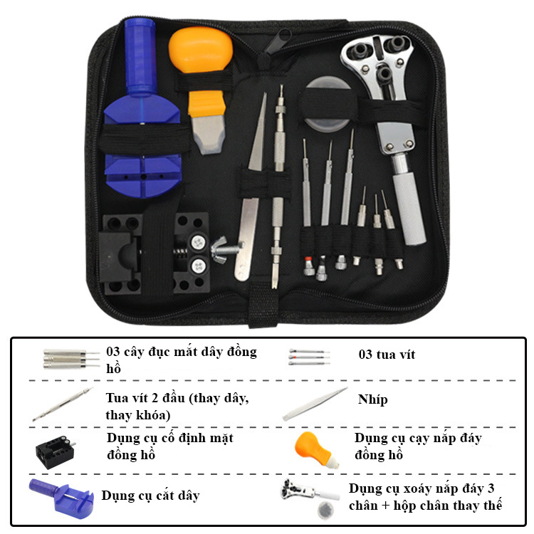 Bộ dụng cụ sửa chữa đồng hồ 15 MÓN dùng cá nhân hoặc chuyên nghiệp - Phụ kiện đồng hồ