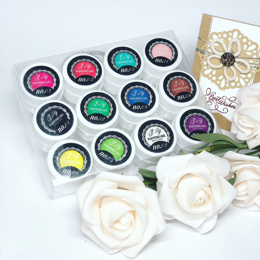 Set 12 Màu Vẽ Nail PY Gel Đặc