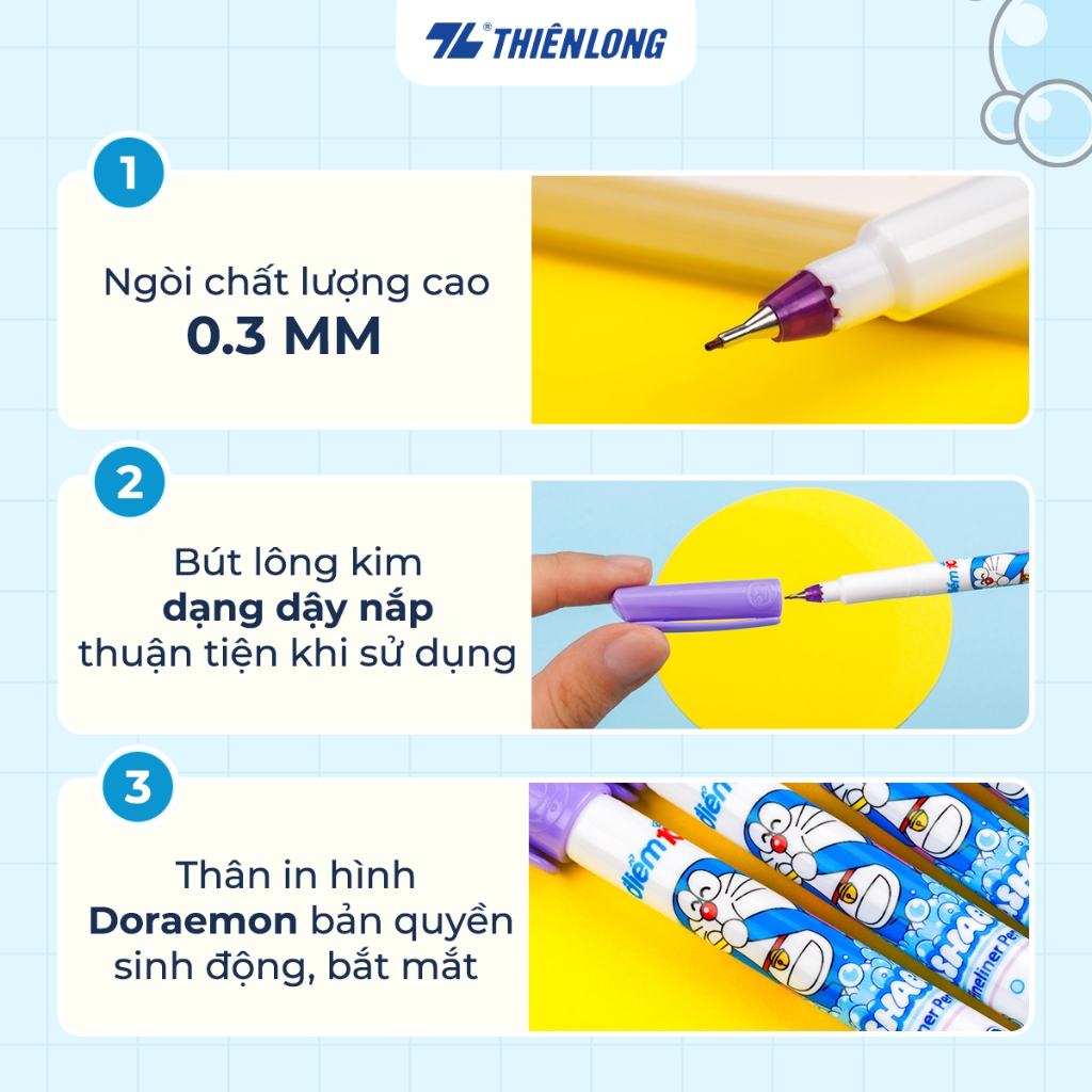 (Hộp 10 Cây) Bút lông kim Điểm 10 Doraemon TP-FL08/DO - Tím