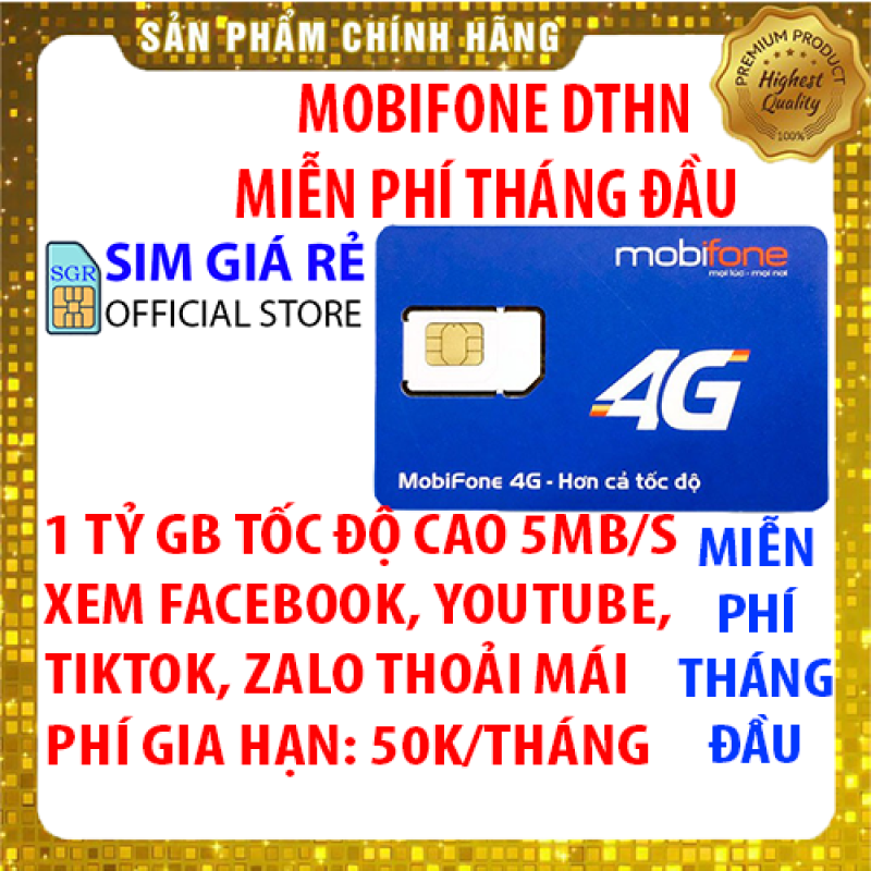 Sim 4G Mobifone DTHN có 1 Tỷ GB tốc độ cao 5Mb/s không giới hạn dung lượng data và Sim Mobifone FD50 có 75Gb/tháng - Miễn phí tháng đầu - Phí gia hạn chỉ 50k/tháng - Shop Sim Giá Rẻ