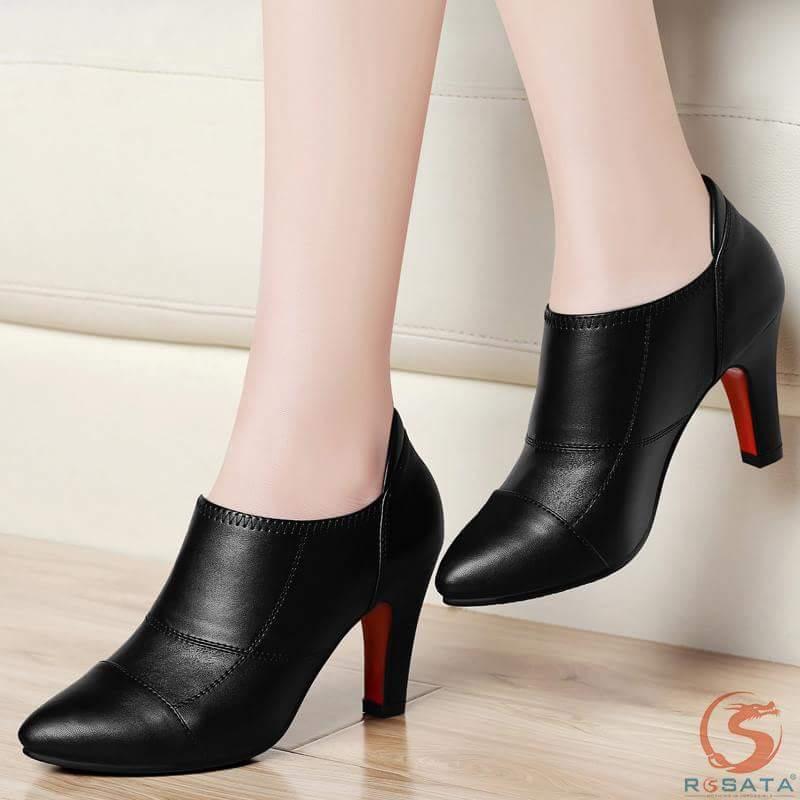 GIÀY BOOT NỮ ROSATA RO27 - GIÀY BOOT NỮ THẤP CỔ 7CM SANG TRỌNG