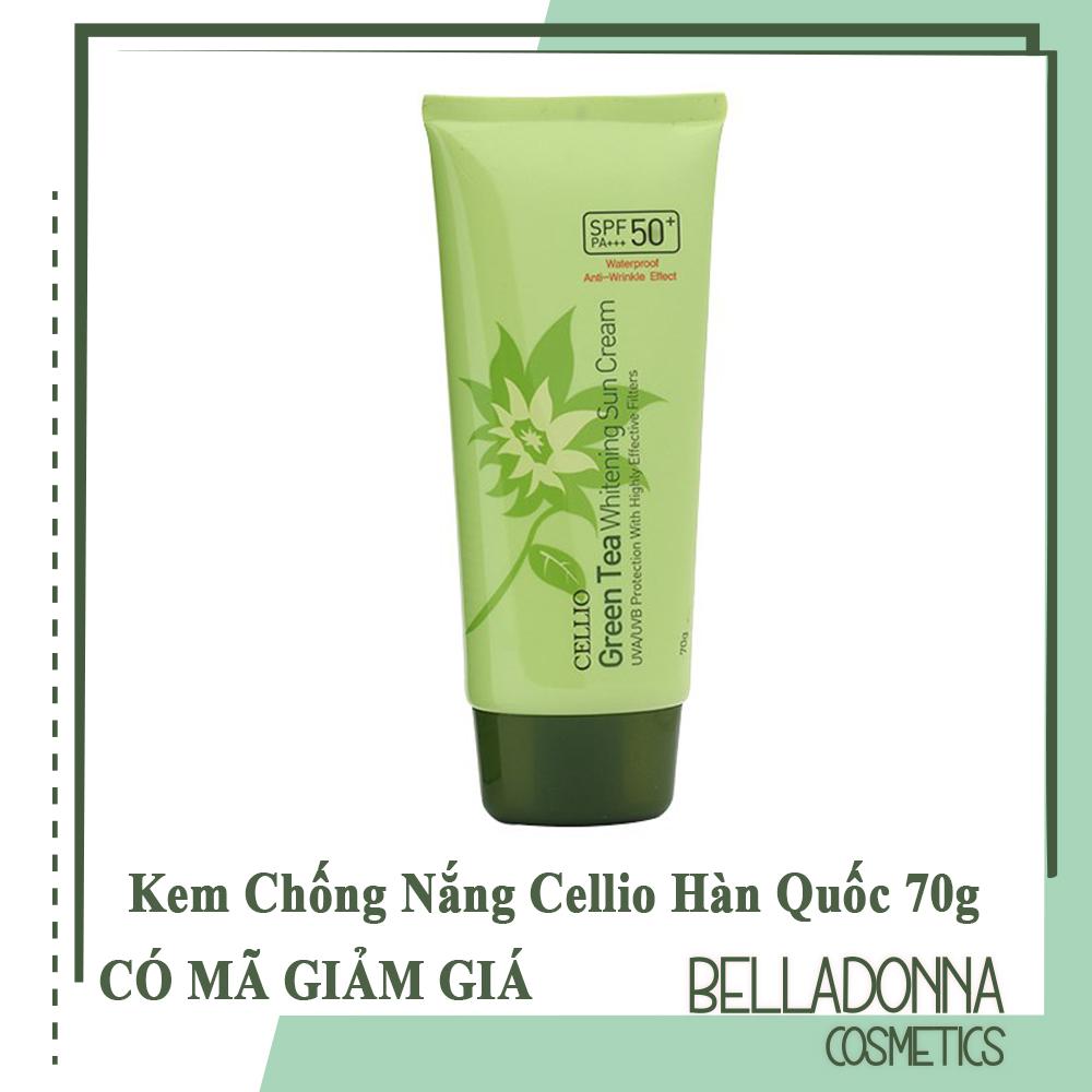 [HCM]Kem Chống Nắng Chiết Xuất Trà Xanh Cellio Green Tea Whitening Sun Cream SPF50 PA+++ 70g