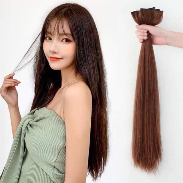 Tóc kẹp phồng dải 3 sét thẳng có độ dài 45cm và 55cm
