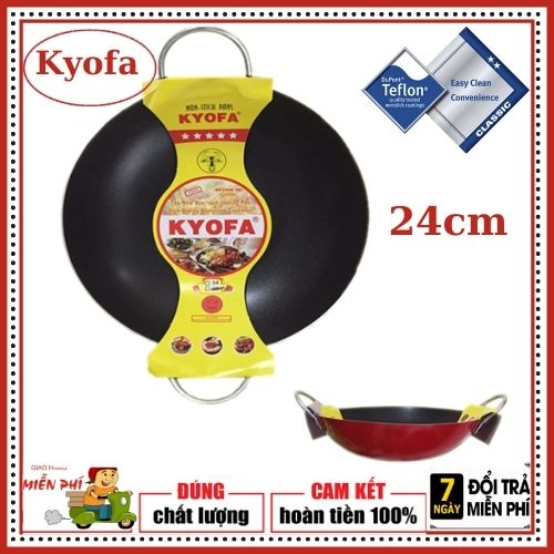 Chảo chống dính 2 quai size vừa , chảo chống dính sâu lòng kyofa 2 quai 24cm.