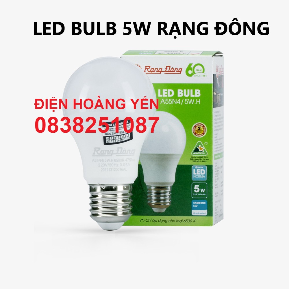 Bộ 10 bóng đèn led tròn 5w rạng đông