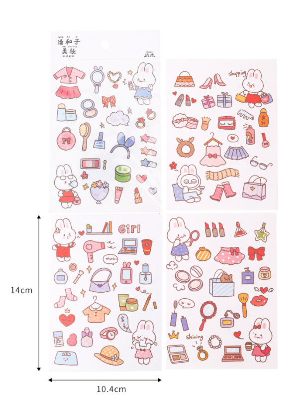 [Có sẵn] Sticker Cô Gái decor trang trí bàn học, sổ nhật kí ( Set 4 tấm)