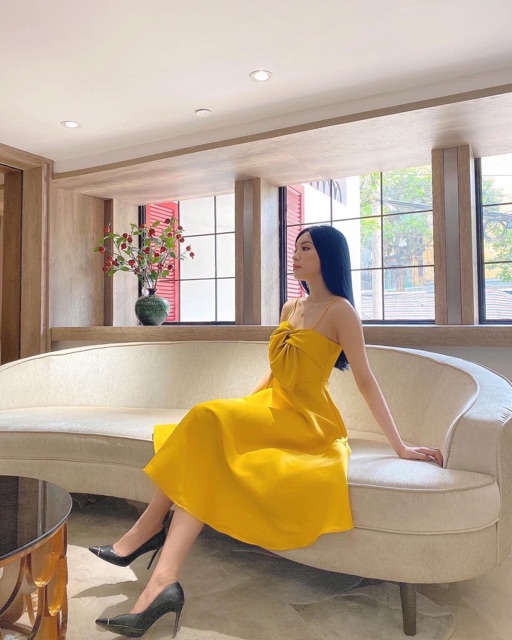 Đầm xoè 2 dây xoắn nơ