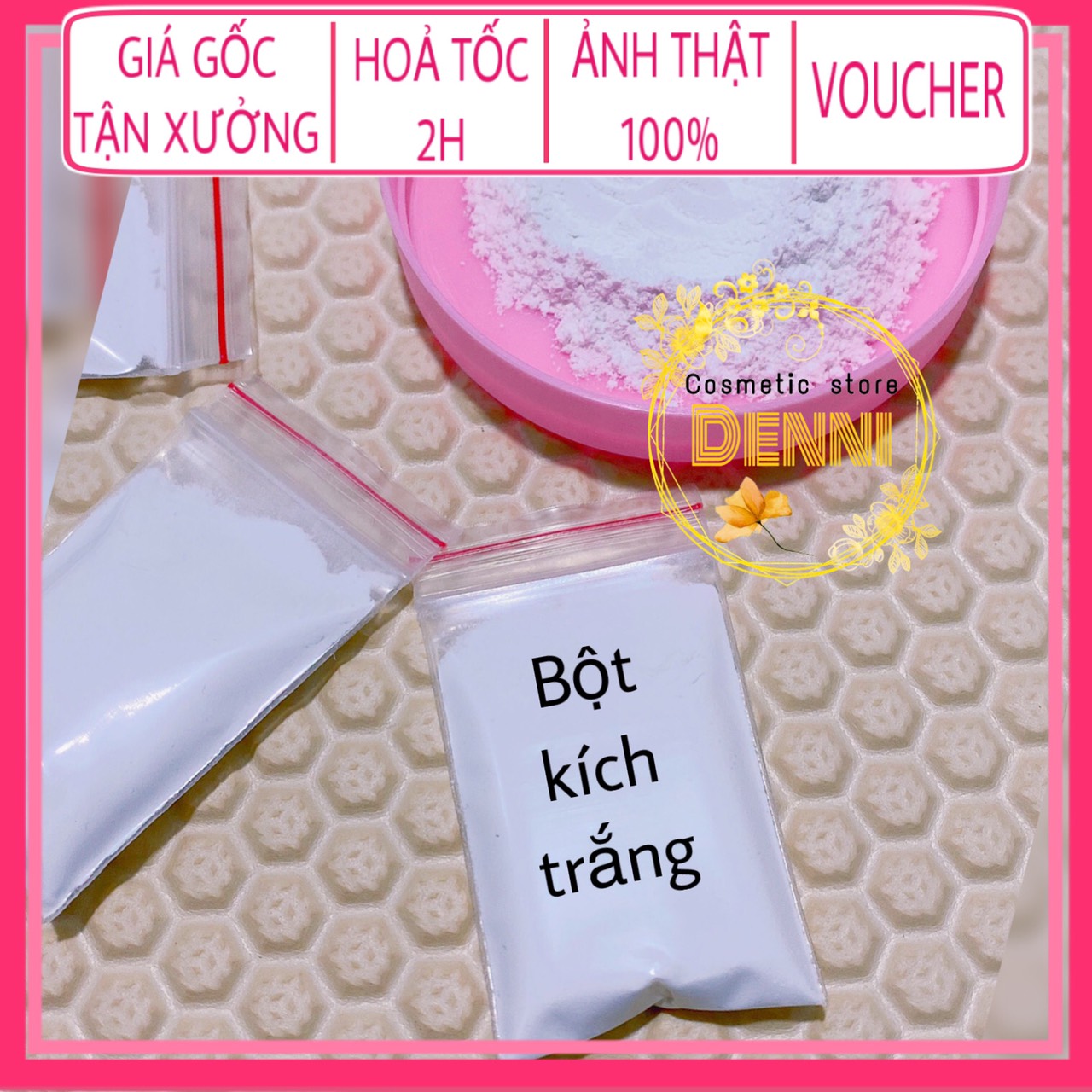 Túi zip bột kích trắng cực mạnh pha kem 10gr