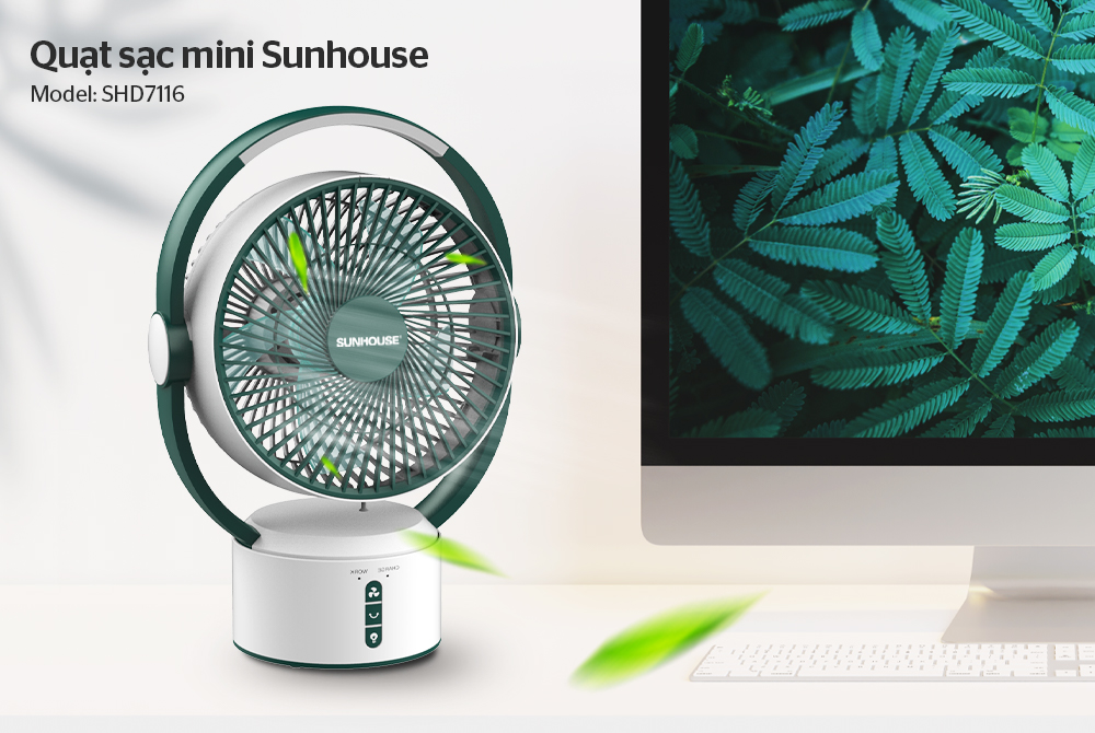Quạt sạc SUNHOUSE SHD7116 - Bảo hành 12 tháng