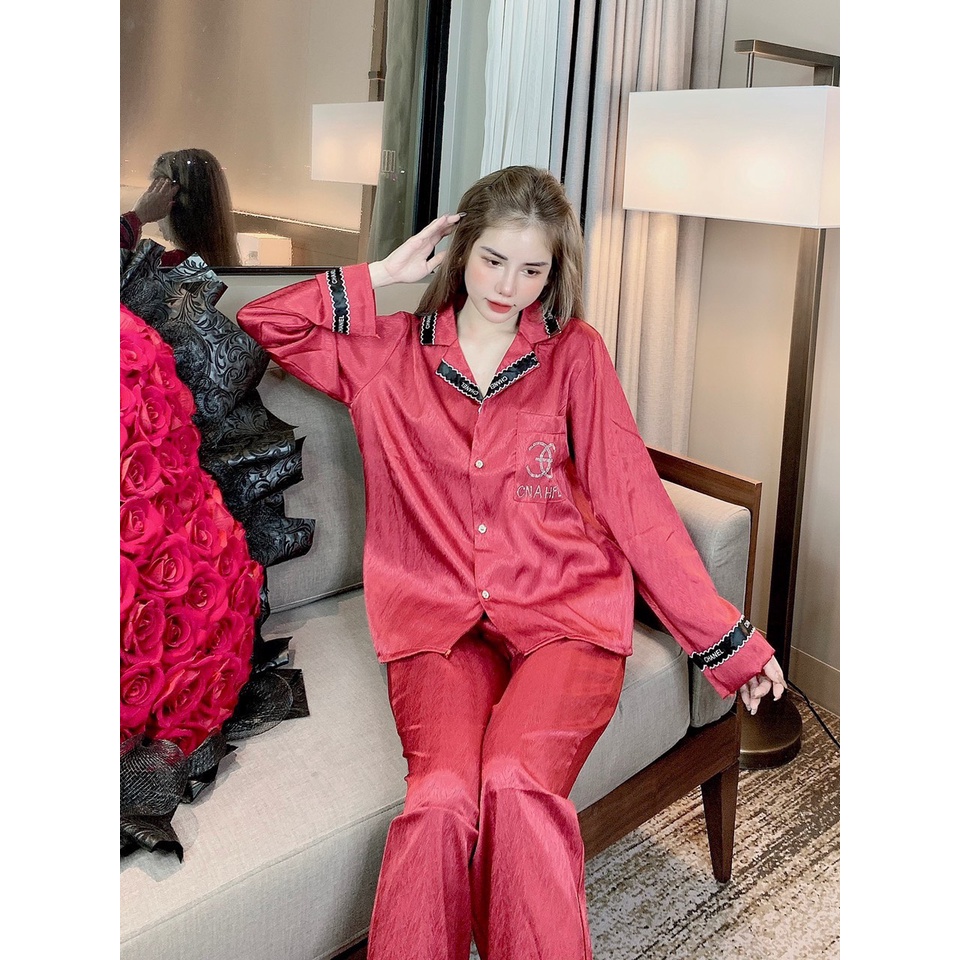 Đồ bộ pyjama chất liệu gấm xước phong cách quảng châu