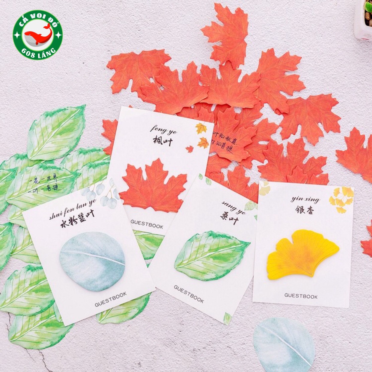 Giấy note hình chiếc lá nhiều màu sắc xinh xắn