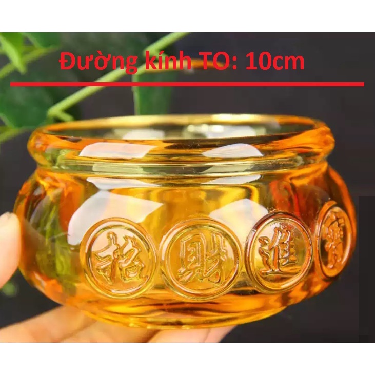 Hủ vàng bát tụ bảo bằng lưu ly chiêu tài lộc, bát thần tài pha lê dầy dặn + mang lại tài lộc cho gia chủ