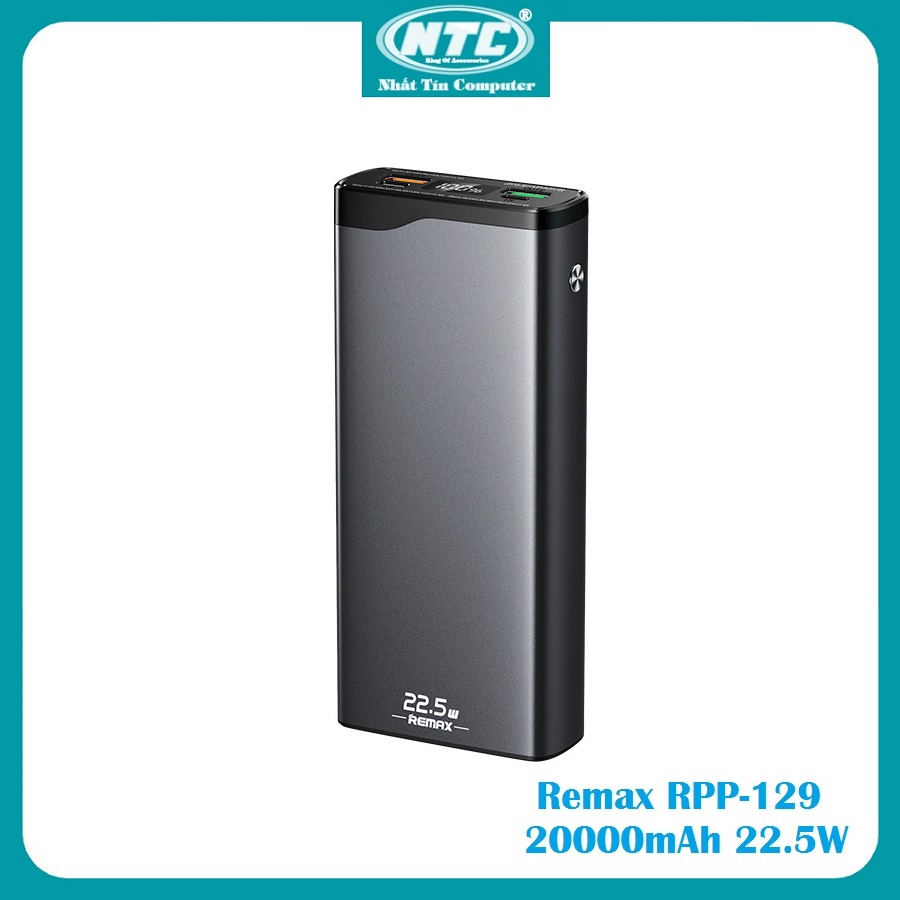 Pin sạc dự phòng Remax RPP-129 20000mAh sạc nhanh QC3.0 max 22.5W Type-C PD 18W - Hãng phân phối chính thức - Nhất Tín Computer
