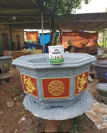 Khuôn chậu bát giác 75 có lòng trong ( hoa mẫu đơn +chữ thọ)