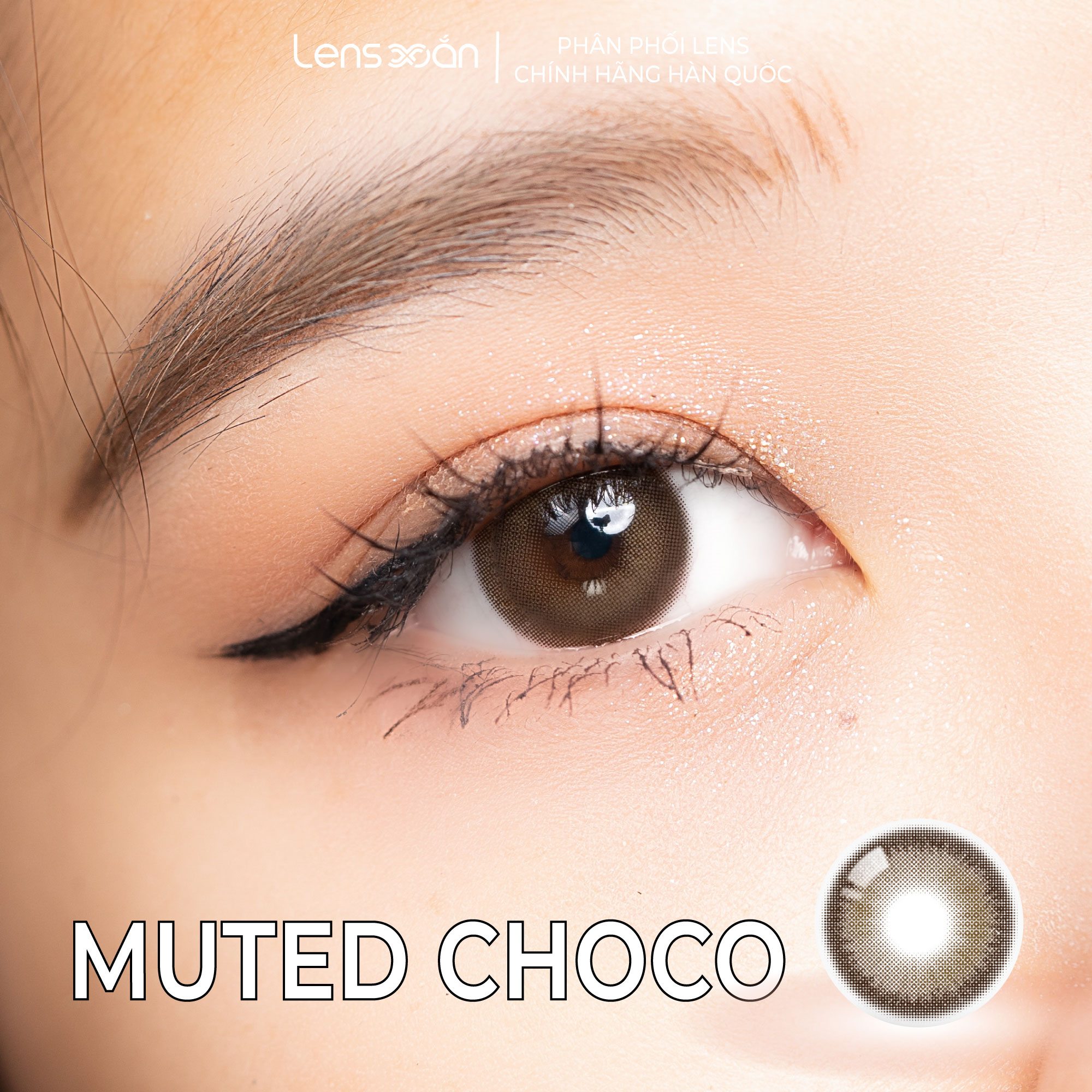 Kính áp tròng 6 tháng cận có viền lens xoắn lens tự nhiên nâu tròn mắt olola muted choco