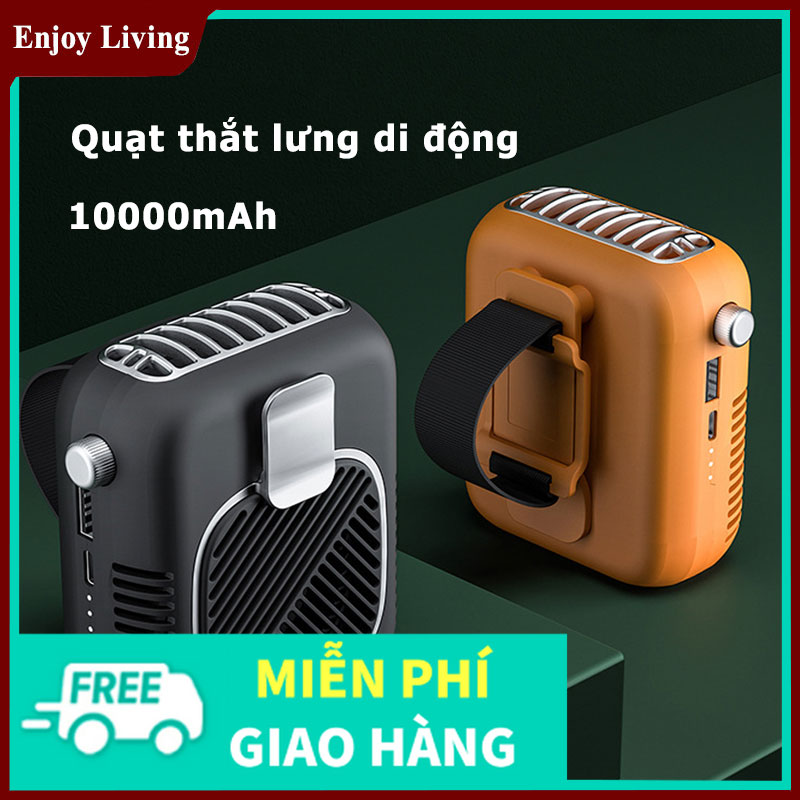 Quạt sạc USB ngoài trời mini eo quạt 10000mah quạt eo điều hòa mini cầm tay
