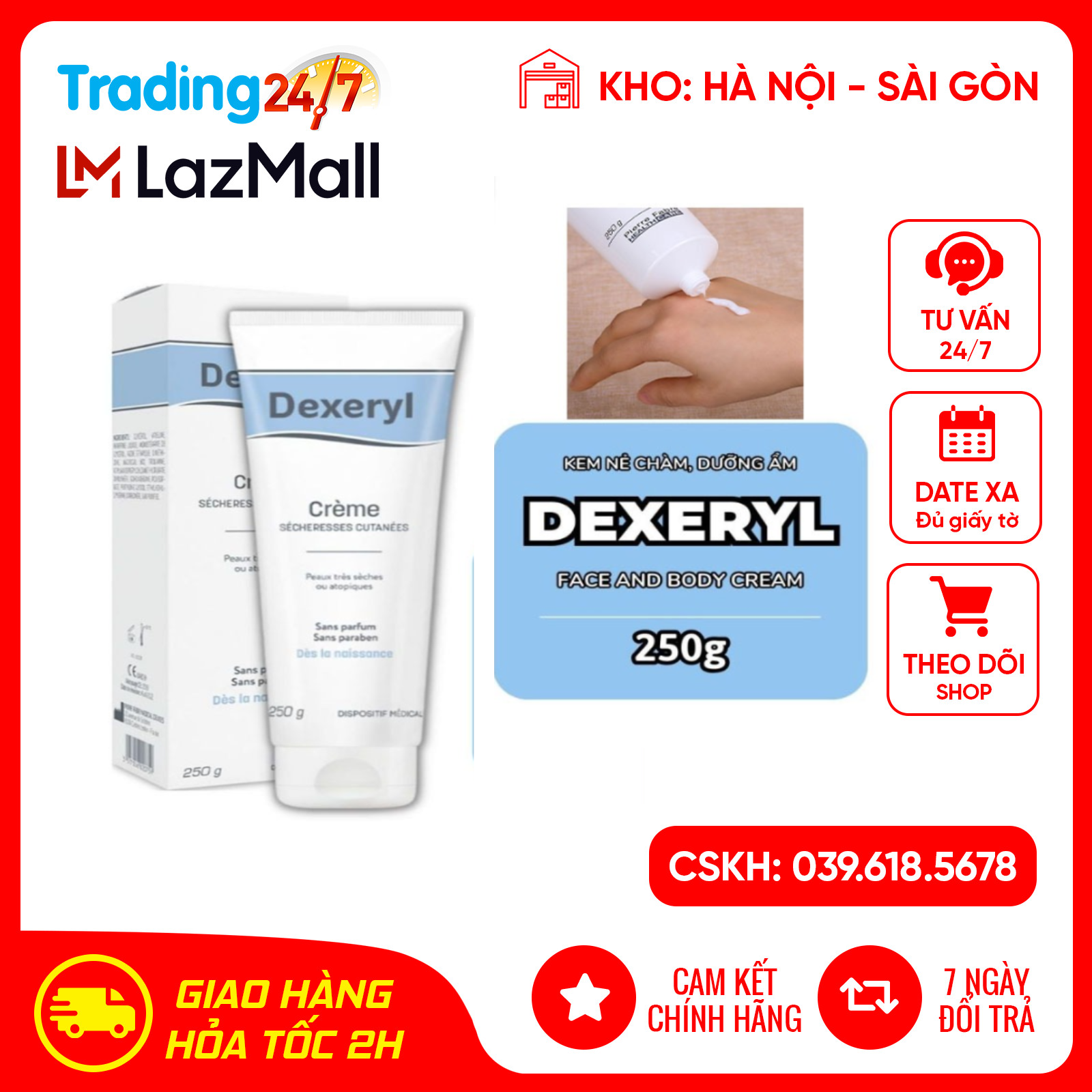 Kem Nẻ Dexeryl Nội Địa Pháp 250gr mẫu mới - date mới nhất