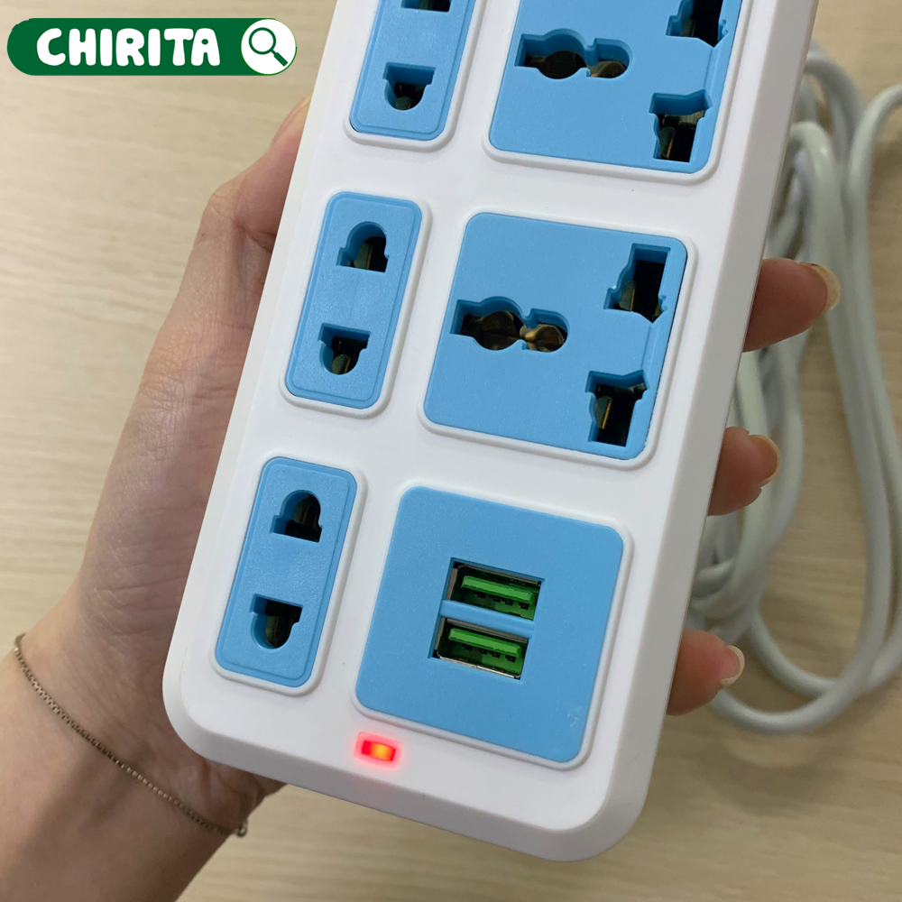 Ổ Cắm Điện Thông Minh CYX 315 -  Có 9 Phích Cắm , 2 Cổng USB , Công Suất 2500W - Ổ Cắm Đa Năng  Cao Cấp , Phích Cắm Điện Chống Giật CHIRITA