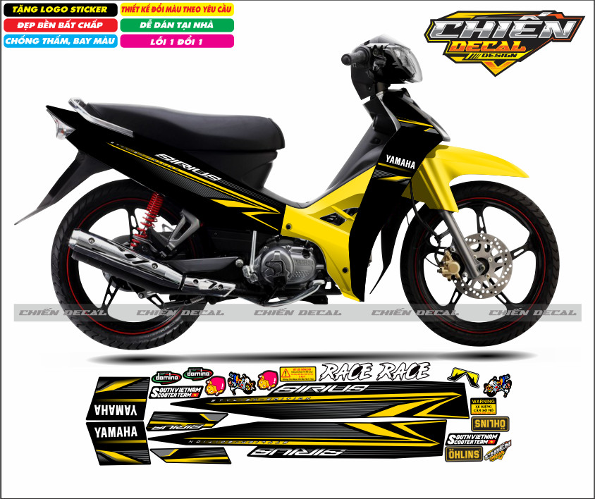 Tem rời xe sirius RC 100cc - 50cc mẫu zin nhiều màu lựa chọn