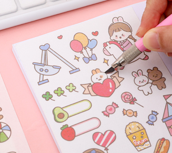 [Có sẵn] Sticker Cô Gái decor trang trí bàn học, sổ nhật kí ( Set 4 tấm)