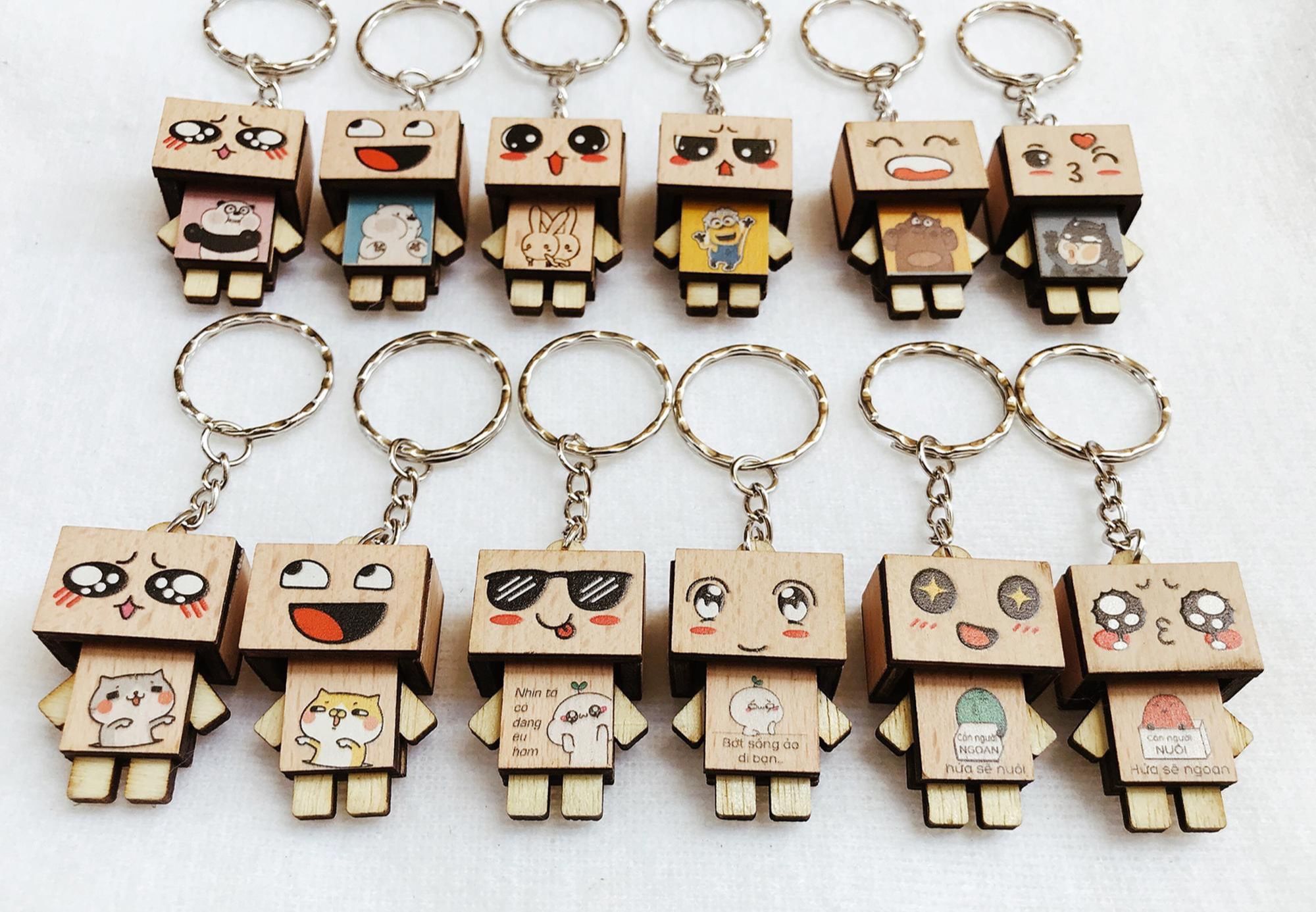 Móc khóa Danbo những câu trendy bằng gỗ dễ thương