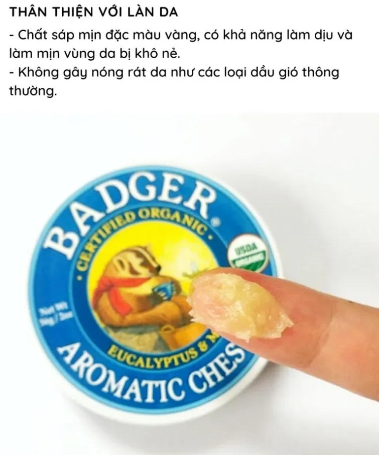Sáp Bôi Ấm Ngực Hữu Cơ BADGER phù hợp cho cả trẻ em và người lớn tuổi - 56gr