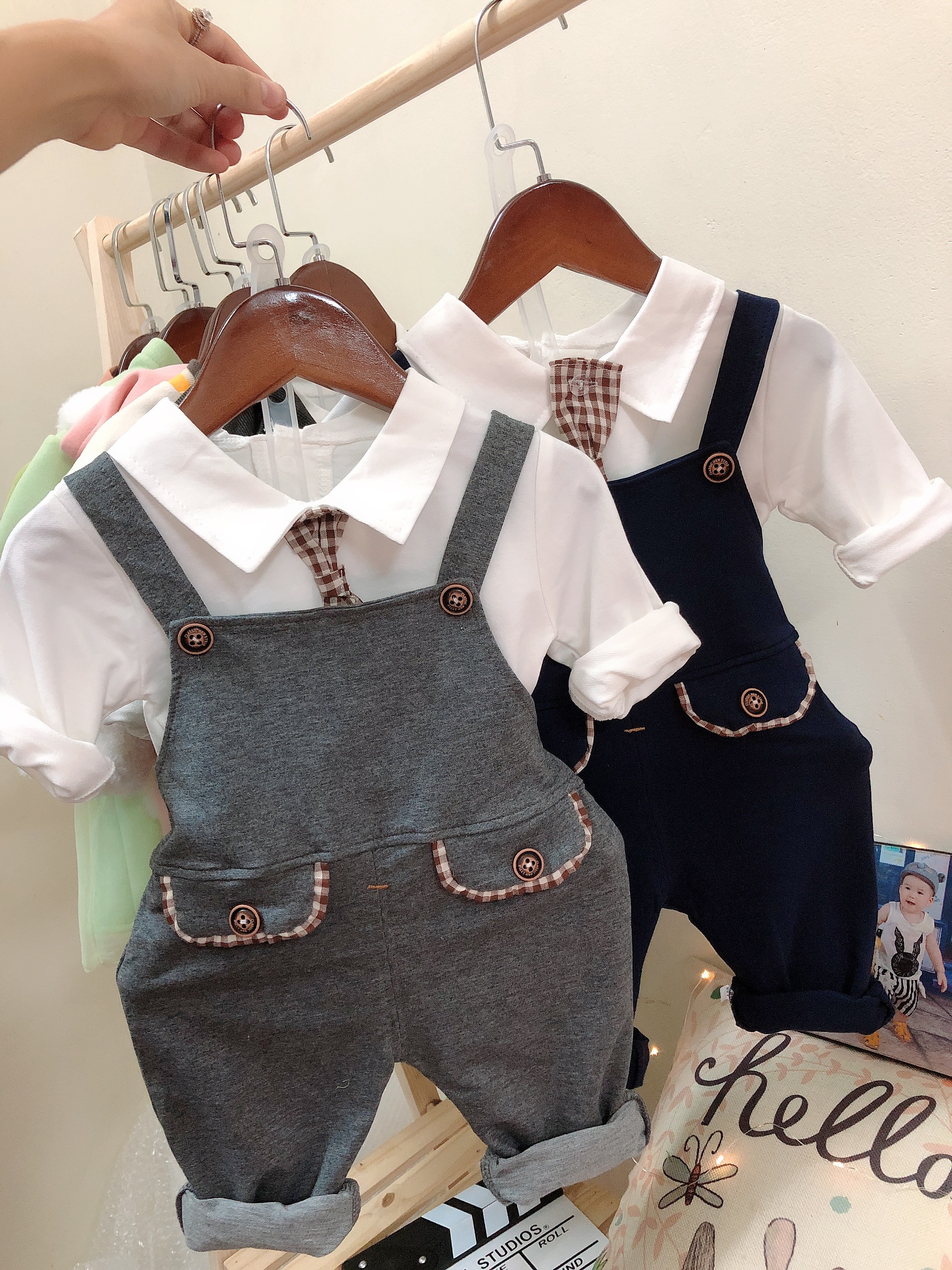 Set yếm thun CAVAT kẻ cho bé trai 6-16kg