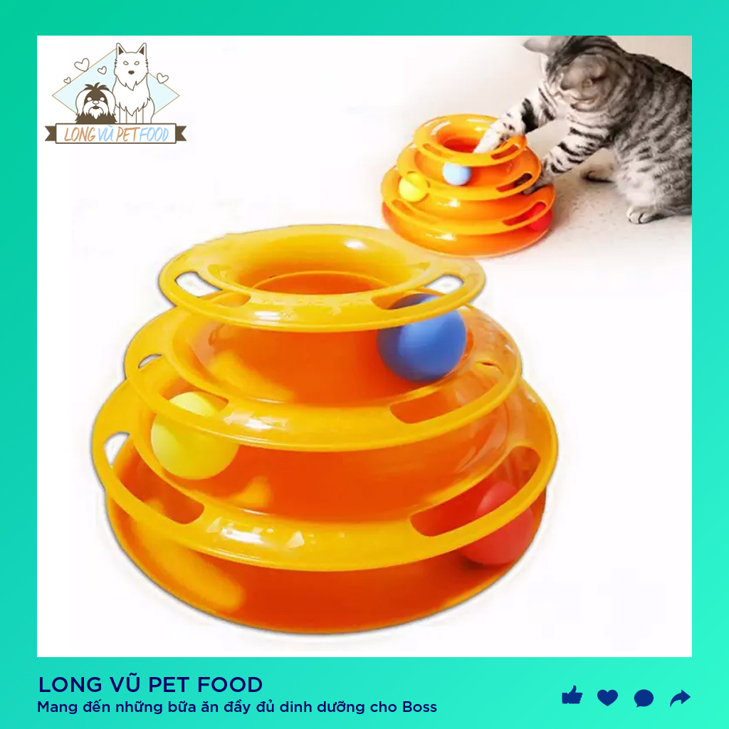 Đồ Chơi Tháp Banh 3 Tầng Cho Mèo, đồ chơi cho chó, đồ chơi cho mèo, đồ thú cưng