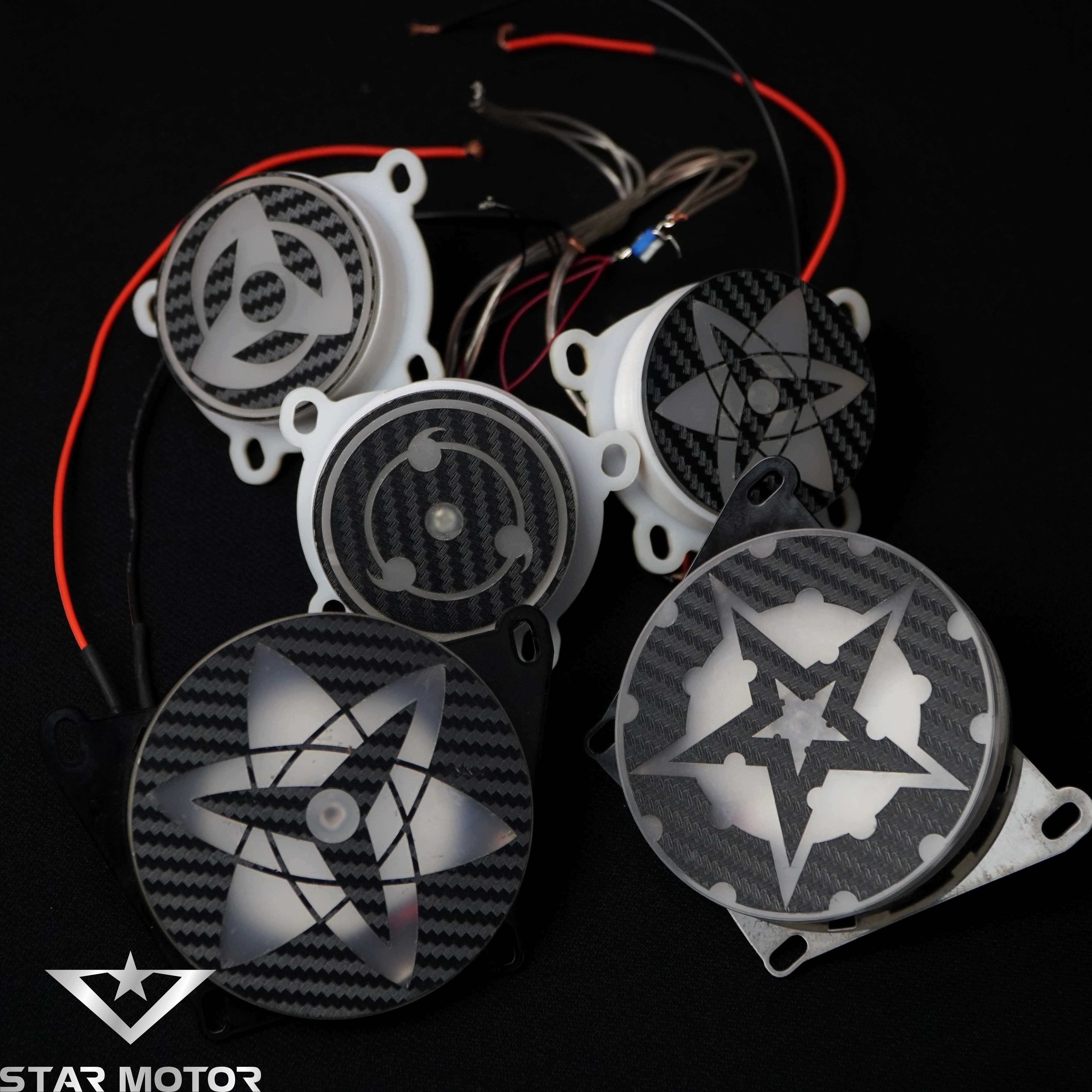 Đèn Led xoay Sharingan gắn trang trí đèn pha xe máy