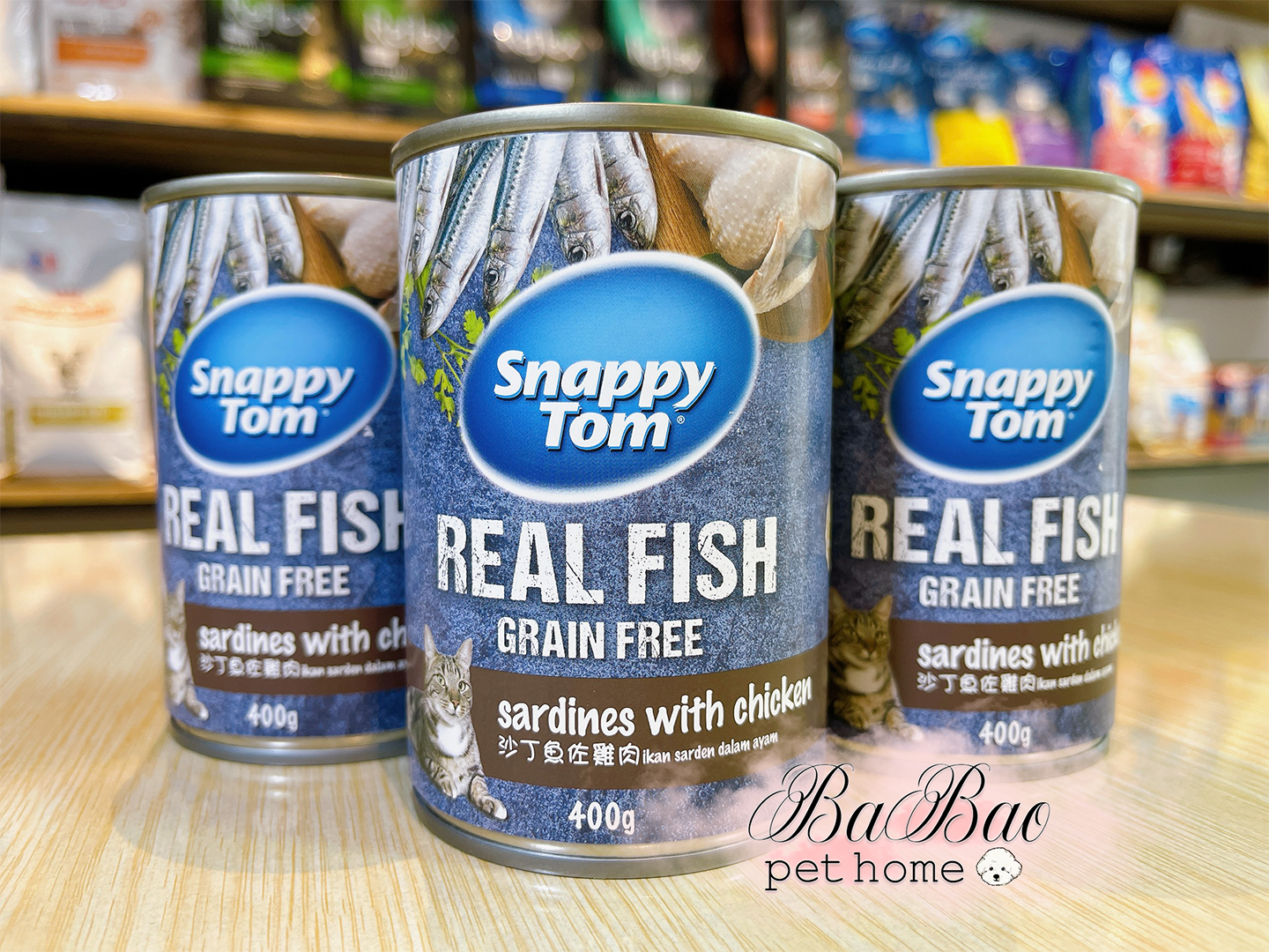 Pate Snappy Tom Lon 400g Real Fish - Cá trích nguyên con