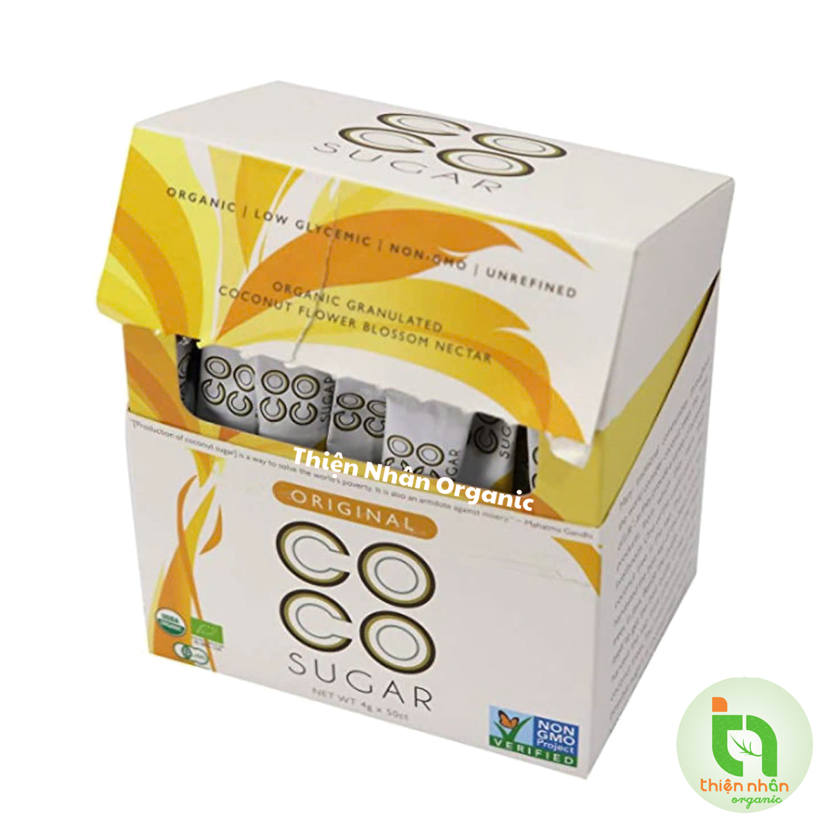 Đường mật hoa dừa hữu cơ PT CoCo 454g , Hộp 50 gói x4gr Organic Coconut Sugar
