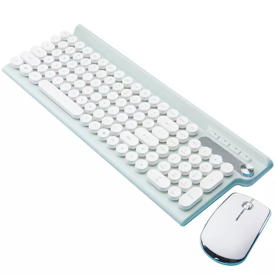 [HCM]Bộ bàn phím và chuột không dây pin sạc màu trắng