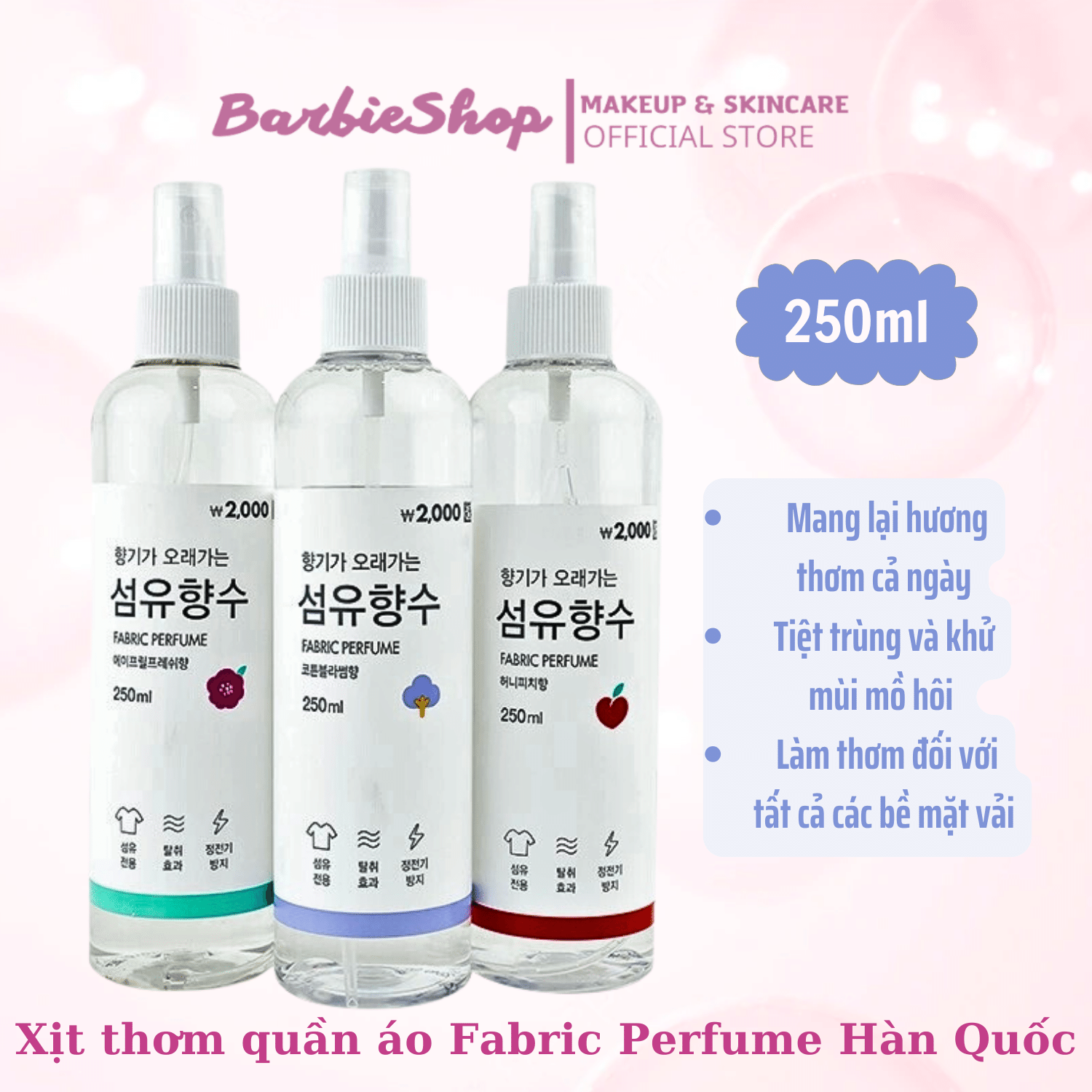Xịt Thơm Quần Áo Fabric Perfume Hàn Quốc [250ml]