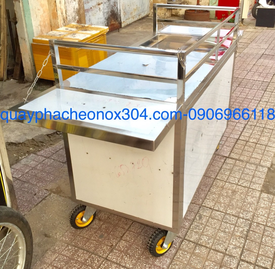 Xe đẩy cafe trà sữa inox
