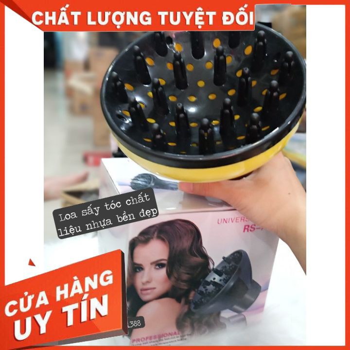 Chụp loa sấy tròn tạo kiểu cho tóc uốn xoăn, chất liệu nhựa bền đẹp, đầu cao su đa năng gắn tất cả máy sấy giao màu ngẫu nhiên