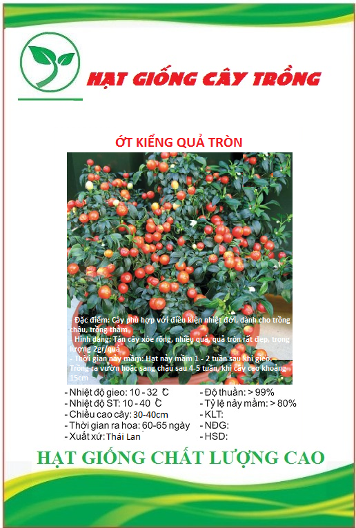 Hạt giống ớt kiểng quả tròn ct314 - gói 30 hạt