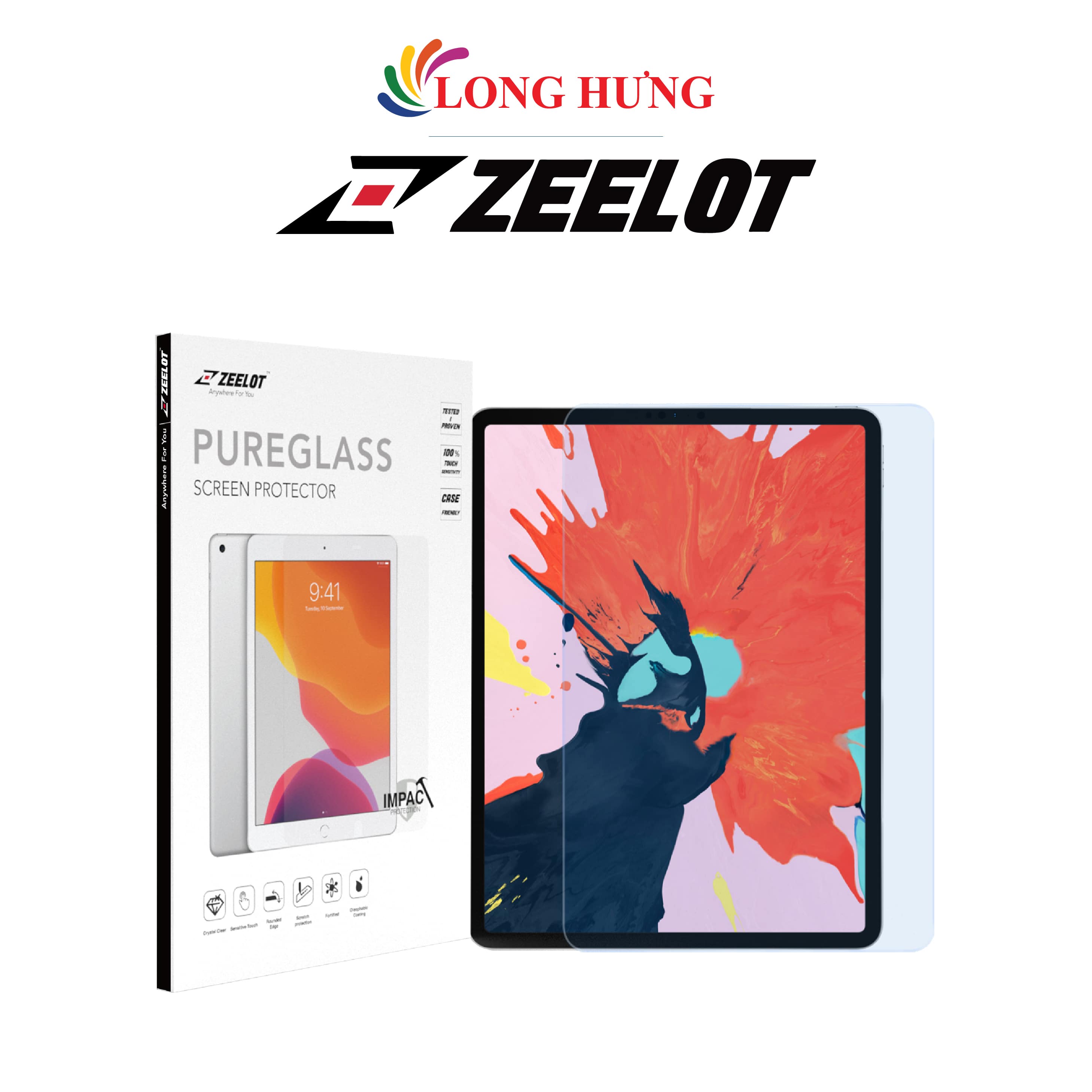 Dán màn hình cường lực chống tia xanh Zeelot iPad 7.9"/9.7"/10.2"/10.5"/10.9"/11"/12.9" - Hàng chính hãng - Dành cho Model iPad Series Chịu lực tốt Chống tia xanh gây hại mắt